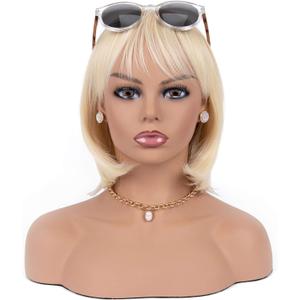 17 PVC Mannequin Head with Shoulders Life Size Wig & Hat Display Bust for Wigs, Sunglasses, Hats, Jewelry, Masks  Durable Display & Styling Head