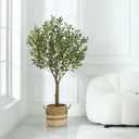VeriNatural Artificial Olive Tree 5FT - Faux Olive Trees Indoor with 1283 Silk Leaves & 58 Fruits,UV Resistant & Natural Wood Trunk Fake Plant for Outdoor,Living Room,Patio,Home Decor,VN157