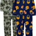 Simple Joys by Carter's Kids' Loose-fit Flame Resistant Fleece Footed Pajamas (6, Green Monster Trucks/Navy Football)