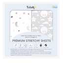 TotAha Premium Stretchy Crib Sheets (2-Pack)-Hypoallergenic, Silky Comfort, Buttery Soft, Calming Effect, All-Season Jersey-Knit Sheets, 9'' Extra Deep Pocket, Moon & Grey Sky