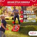 SWOOC Games - Coney Island Toss - Arcade Style Cornhole Board Set w/Carrying Case & 15+ Games - Corn Hole Games for Adults - Kids Bean Bag Toss Game - Kids Cornhole Set w/Bags - Outdoor Yard Games