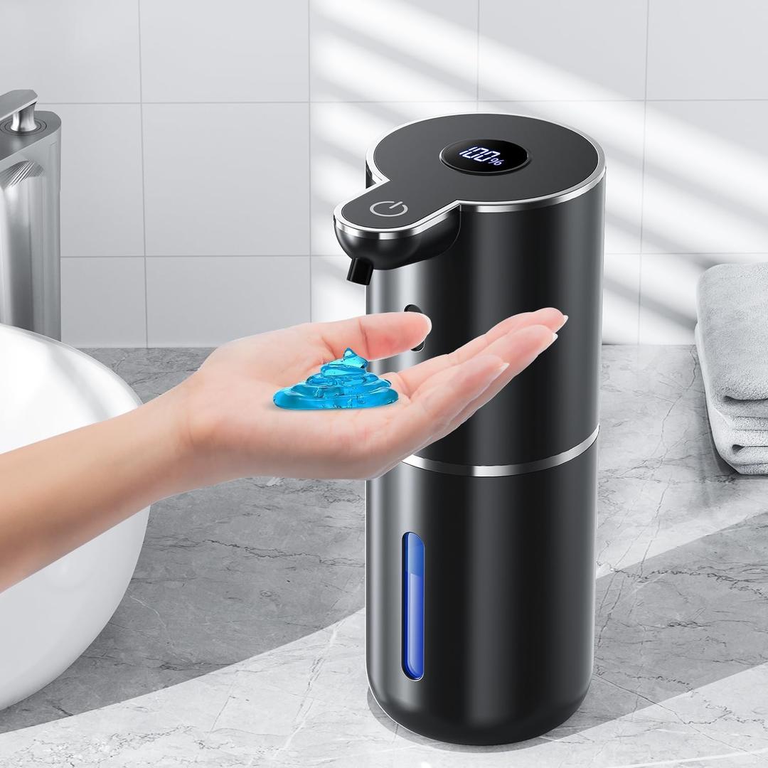 Automatic Liquid Soap Dispenser Touchless, Rechargeable Electric Dish  Hand Soap Dispenser with Smart Digital Display, 6 Adjustable Level, Wall Mounted, 380ml IPX5 for Kitchen and Bathroom (Black)