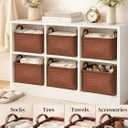 Hand Woven Baskets for Storage, 4Pcs Water-Resistant Wicker Baskets, Brown Wicker Storage Baskets for Shelves, Large Basket with Handle for Organizing, Clothes, Laundry, Blanket - Rectangular, Medium