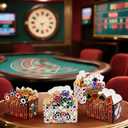 20Pcs Casino-Themed Disposable Paper Food Trays Chips Candy Hot Dogs Popcorn Snack Bowls Las Vegas Birthday Party Supplies