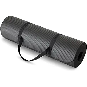 1/2 Inch Extra Thick Exercise Yoga Mat with Carrying Strap, Cushioned Support, for Fitness and Gym Workouts (Pink)