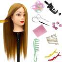 26"-28" Light Auburn Hair Mannequin Head Practicing Braiding, Cosmetology Mannequin Head with Hair for Styling, Training Doll Head for Group Practice Braids Skills and Have Fun
