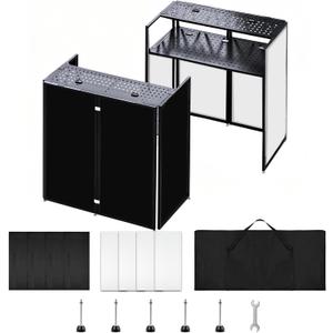 Portable DJ Facade Booth, Foldable DJ Table Stand, 40x20x45 " Tabletop, DJ Facade Station for DJ Controller, Mixer & LaptopEvents&Parties Includes Carry Bag & Black and White Lighting Scrims