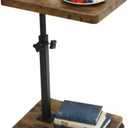 Gets Small Side Table Adjustable Height, 360Swivel C Shaped End Table with Lockable Wheels, Bedside Table for Living Room Bedroom, TV Tray Table That Slides Under Couch, Nightstand for Small Spaces (15.8" X 11.8" X 31.5", D-vintage Wood)