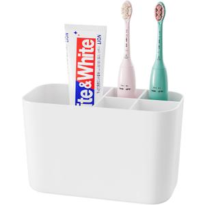 5 Slots Toothbrush Holders for Bathrooms, Wall Mounted Drill-Free Self-draining Wall Shower Holder for Toothbrush, Toothpaste, Razor, Removable for Bathroom Organizers and Storage(White)