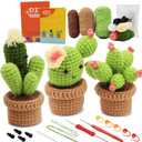 HNRLOY Beginner Crochet Kit for Adults & Kids - DIY Cactus Plants Family Beginner Crochet Knitting Kit Craft with Yarn, Tools, Instructions