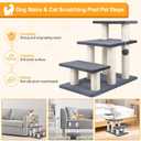 SOCATER Dog Stairs, Cat Scratching Post 3 Steps Stairs for Cats and Dogs, Stable 20 inch Pet Stairs for High Beds & Sofas Protect Pet's Joints, Grey