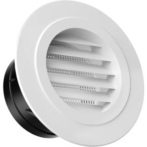 Hon&Guan Soffit Vents 4 Inch, Round Exhaust Air Vent Cover with Built-in Fly Screen for Bathroom Kithchen Office Home, White