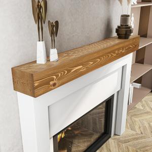 BoscoMondo Fireplace Mantel, Handcrafted Rustic from Solid Pine, Wall-Mounted Floating Farmhouse Shelf - 8x6x72 Oak