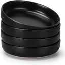 HaWare Pasta Bowls Set of 4, 33oz Large Salad Bowls for Home Kitchen, Ceramic Serving Plates for Soup, Cereal, Scratch-resistant Wide Shallow Dinner Bowl, Microwave & Dishwasher Safe, Frosting Black