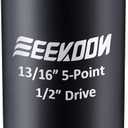 Feekoon Penta Socket With 1/2" Drive and 13/16" 5 Point Utility, 5 Point Socket Wrench Key for Pentagon Curb Boxes