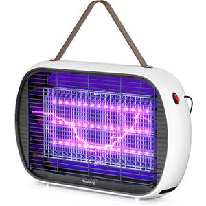 Buzbug Upgraded LED Bug Zapper Indoor, LED Bulbs Up to 50,000 Hours, 3 Lamps Sustainable Less Power, 3800V Powerful Electric Mosquito Zapper, Fly Trap Mosquito Trap, Fly Killer Fly Zapper (White)