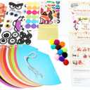 Glittery Garden 24 Pcs Party Hats Birthday Activity Kit with Stickers - Kids Fun Arts & Crafts. Make Your Own Animal & Monster Theme Party Favors & Game Supplies