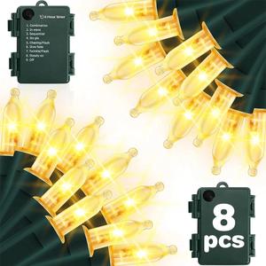 Battery Christmas Lights, 8 Pack LED Mini String Light with 8 Modes Auto-Timer, Waterproof Tree Lights for Outdoor Indoor Xmas Holiday Wreath Garden Decor (Warm White, 50 LED-8 Pack)