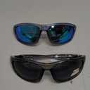 SKYOAK Scratch/Saltwater Resistant/Anti-stain Coating Polarized Lens Sports Sunglasses Men Women TR90 Wrap Around Sun Glasses (Blue Frame/Ocean Mirror + Grey Black Frame/Grey Lens)