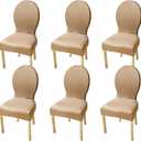Round Back Dining Chair Cover Set of 2/4/6 Stretch Chair Cover for Dining Room Kitchen Elastic Fitting Dining Chair Covers Solid Color Dining Chairs Slipcovers Chair Protector Cover for Hotel (Khaki)