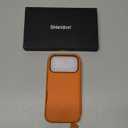 SHIELDON Slim Wallet Case for iPhone 17 Pro 6.3" 2025 | Genuine Leather, Wireless Charging, Folio Magnetic Closure, RFID Blocking Credit Card Holder, Shockproof Phone Cover - Orange