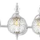 Brushed Nickel Bathroom Vanity Light Fixture Vintage Style - 4 Light G9 Bulb Compatible, 30" Wide Bathroom Lighting Over Mirror with Hand-Etched Glass Shades, Easy Mount for Makeup Area