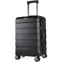 KROSER Hardside Expandable Carry On Luggage with Spinner Wheels & Built-in TSA Lock, Durable Suitcase Rolling Luggage with USB Port, Carry-On 20-Inch, Black