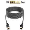 PowerBear 4K Long HDMI Cable 20 ft [2 Pack] High Speed, Braided Nylon & Gold Connectors, 4K @ 60Hz, Ultra HD, 2K, 1080P, ARC & CL3 Rated | for Laptop, Monitor, PS5, PS4, Xbox One, Fire TV, Apple TV