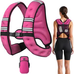 2 x Weighted Vest, 6lb/8lb/12lb/16lb/20lb/25lb/30lb Weight Vest with Reflective Stripe, for Men Women Workout Equipment for Strength Training, Running, Jogging, Fitness, Weight Loss