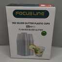 FOCUSLINE 9 oz Silver Plastic Cups, Disposable Clear Fancy Hard Plastic Cups, Silver Glitter, Heavy Duty, Reusable,100 Count