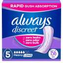 Always Discreet Adult Incontinence Pads for Women, Heavy Absorbency, Long Length, Postpartum Pads, 156 Count (4 Packs of 39)