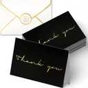 40 Thank You Cards, Black and Gold Foil Thank You Cards Bulk, All Occasions Thank You Note Card with Envelopes & Stickers, Wrapped with Sturdy Box, Great for Wedding, Baby Shower, Bridal Shower, Etc -