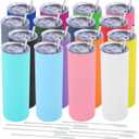 Dongni Skinny Tumbler with Lid 20 oz Stainless Steel Vacuum Insulated Double Wall Travel Coffee Water Tumblers Cup (Mix, 16 Pack)