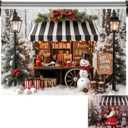 Kate 7x5ft/2.2x1.5m Christmas Hot Cocoa Shop Backdrop for Photography Snowman Xmas Tree Photoshoot Background Photo Video Studio Props