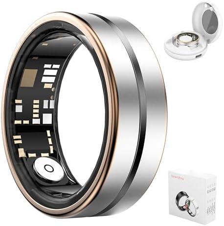 Kuinha Smart Ring for Women Men, Fitness Tracker with Health Metrics Tracking, 20 Sports Modes, IP68 Waterproof Titanium, 7-Day Battery (Gold,9#)