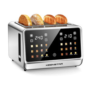4 Slice Toaster with Touch Screen, Stainless Steel Smart Bread Toaster, 1.5" Wide Slots, 6 Shade Settings & 6 Bread Types for Bagels, Timer, Single Slice Toasting, Reheat, Defrost, 1800W