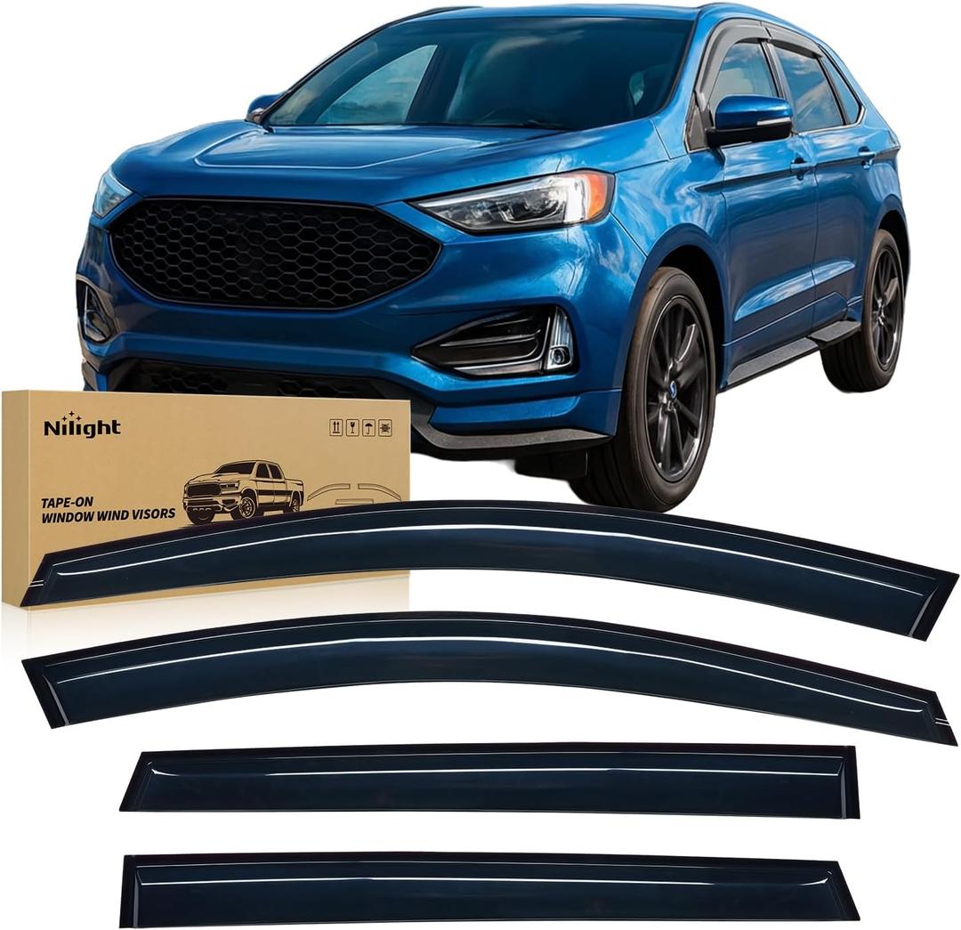 Nilight Window Visors for Ford Edge 2015-2024, Out-Channel Rain Guards, Side Window Wind Deflectors, Vent Visors, 4PCS, Fits Longer Rear Door Window Frame (32.28 in Rear)