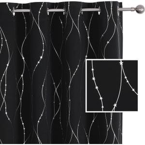 SMILE WEAVER Black Blackout Curtains for Living Room 54 Inch Long 2 Panels,Room Darkening Bedroom Curtain-Grommet Soft Thick Window Drapes Energy Saving Noise Reducing Thermal Insulated