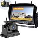 Wireless Magnetic Backup Camera, 15000mAh Battery Powered Rechargeable Waterproof HD Solar Back Up Rear View Bluetooth Hitch Camera with 7 Inch 1080P Monitor System for Car Truck Trailer RV VN003 (1CAM, Black)