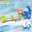 Gatling Electric Water Gun, 1500cc Squirt Water Pistol Toy Powerful Water Blaster 50-55 Feet Range, Automatic Super Water Soaker for Kids Summer Outdoor Swimming Pool Beach Party,Blue