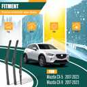 Windshield Wiper Blades Replacement for Mazda CX5 CX9 2017 2018 2019 2020 2021 2022 2023 Original Factory Quality Front Rear Wiper Blade Set - 24" 18" 14" (Set of 3)