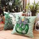 Artscope Christmas Throw Pillow Covers 20x20 Inch Set of 4, Santa Claus Merry Bright Xmas Tree Ball Holiday Decoration Pillow Cases for Christmas Home Decor-Green