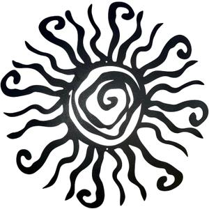 Riverside Designs Wacky Sun Metal Wall Art Indoor/Outdoor Decor - 18" Black Rust Proof Wall Sculpture - Made in USA - Ideal for Bedroom, Garden, Home, Patio and Farmhouse