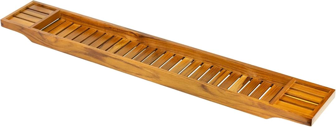 VaeFae Teak Bathtub Tray, Wooden Bath Caddy for Bathtub, Bath Tub Wood Table for Tub, 39.8" x 6" x 1.8"