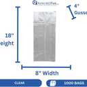 Retail Bags Direct Produce LDPE Poly Vented Bags (With Venting Holes) - 8"x4"x14" - 1000 Bags - 0.80 mil - Clear
