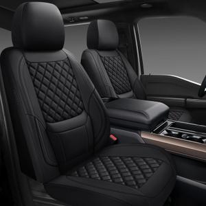 Car Seat Covers Full Set,Universal Fit for Cars,SUVs,Trucks,and Sedans with 5 Seats,Faux Leather Car Seat Cushion Compatible with Airbags,Waterproof Car Seat Protector Black