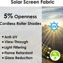Cordless Roller Shades for Windows,Light Filtering Pull Down Blinds,Solar Screen Door Blinds,Flame Retardant UV Protection Fabric for Home Office (33" W x 72" H,Solar White)