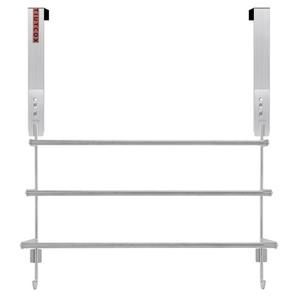 Over The Door Towel Rack with 3-Tier Adjustable Pole, Stainless Steel Towel Racks in Silver for Bathroom