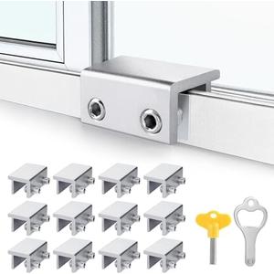 ZRFCXE Window Locks, 11 Pack Sliding Window Locks with Key for Vertical & Horizontal Sliding Windows Doors, Easv to Install, Adjustable Security Window Lock for Patio Bedroom Home and Office (Silver)