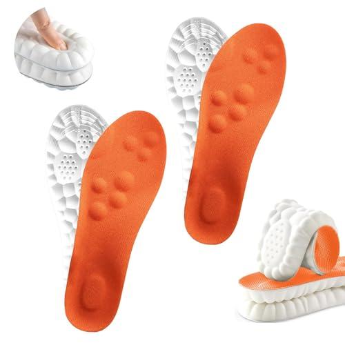2 Pairs 4D Cloud Insoles for Men & Women,Memory Foam Cloud Insoles with Arch Support,2026 New Comfortable and Breathable Massage Shoe Inserts,Trim to Fit All Shoe Types Orange 55-56
